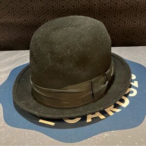 Mens VINTAGE Fedora Rialto Hat 100% Wool Black - Size 7 1/8 (B2)